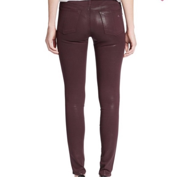 Rag & bone coated wine skinny jeans leggings SZ 24 - Picture 2 of 8